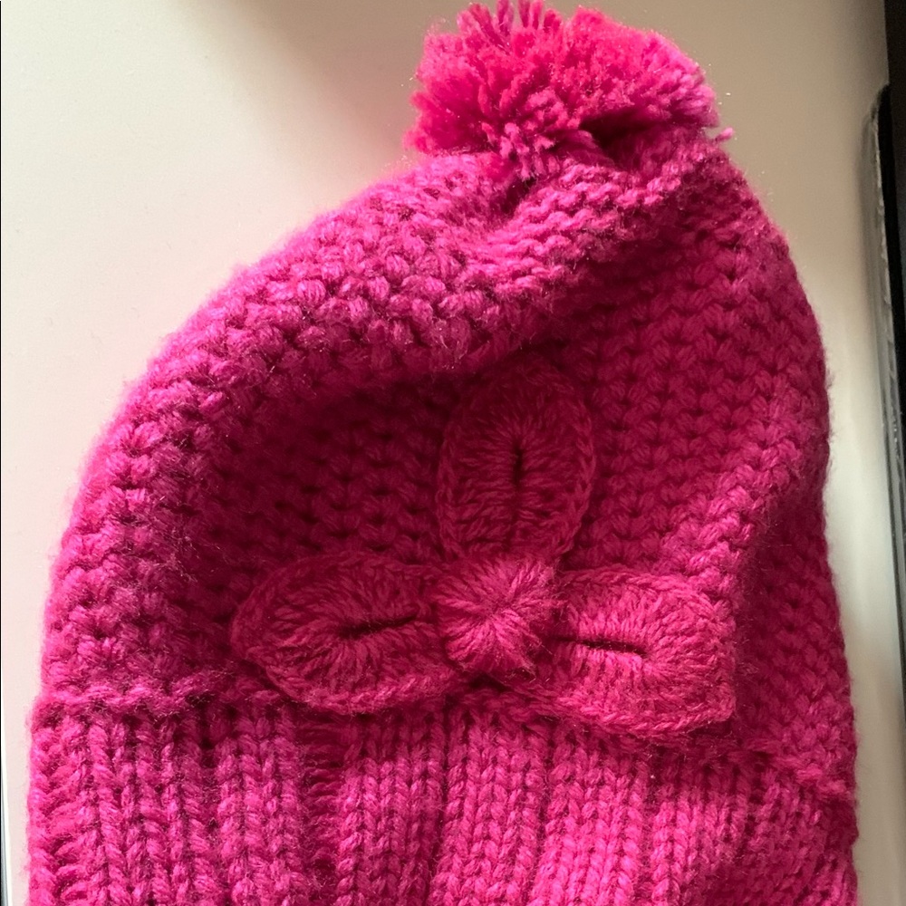 Bundle of 2 Pom Pom Hats (Gray & Fuchsia)